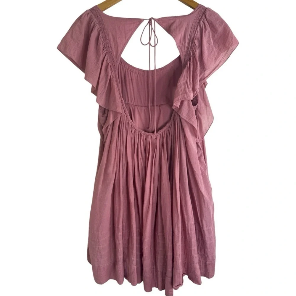 Free People Hailey Mini Dress Pink Open Back Boho Small
